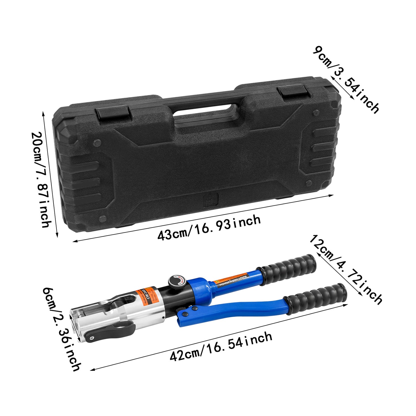 Hydraulic Crimping Pliers with 16-20-26-32 mm Dies | Blue, 360° Rotating Head, Alloy Steel, NaMaSyo Brand