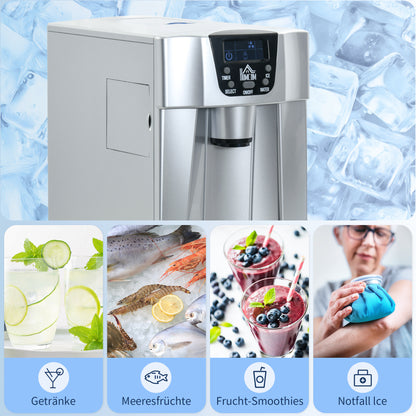 IJsblokjesmachine – IJsblokjesmaker – Icecube Maker – IJsblokjes apparaat – IJsblokjes machine – Compact Zilverkleurig Ontwerp – Zelfreinigend Systeem & 1,2L Waterreservoir