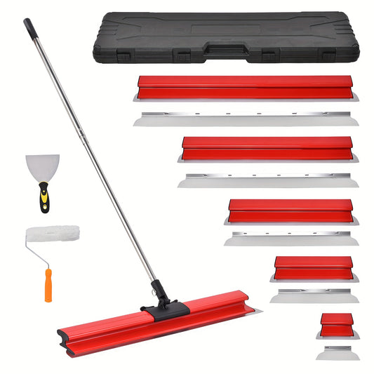 Plamuurmes – Plamuurspatel – Spatel – Kitmes – Schraper – Verstelbare Lengte 86-206 cm – Quick-Change Roestvrijstalen Messen – Rood