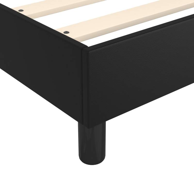 Boxspringbed – Bed – Slaapbank – Ledikant – Bedframe – Zwart Kunstleer – Inclusief Matras 90x200 cm – Laag Profiel & Metalen Frame