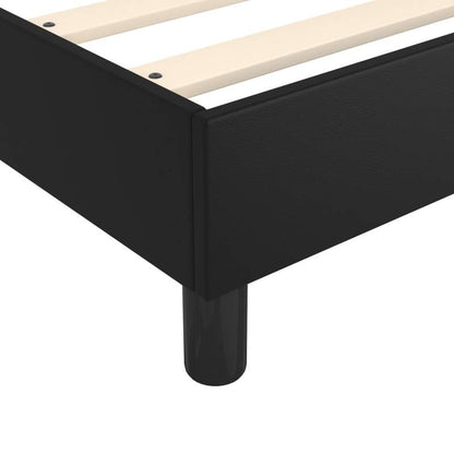 Boxspringbed – Bed – Slaapbank – Ledikant – Bedframe – Zwart Kunstleer – Inclusief Matras 90x200 cm – Laag Profiel & Metalen Frame