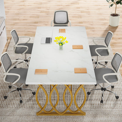 Bureau – Kantoorbureau – Schrijftafel – Computertafel – Vergadertafel – 160x80x75 cm – Met Metaal En Marmerlook