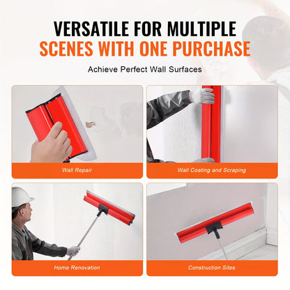Plamuurmes – Plamuurspatel – Spatel – Kitmes – Schraper – Verstelbare Lengte 86-206 cm – Quick-Change Roestvrijstalen Messen – Rood