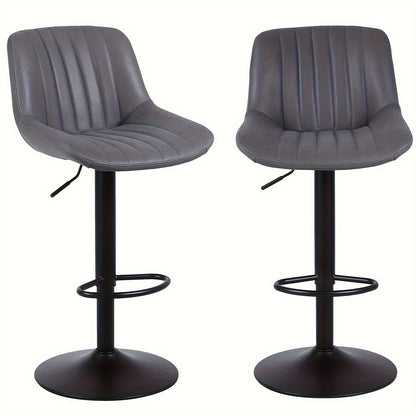 Barstoelen – Barkrukken – Keukenstoelen – Ontbijtstoelen – Draaibare Barstoelen Set 2 Stuks – Verstelbare Zithoogte – PU Leren Bekleding