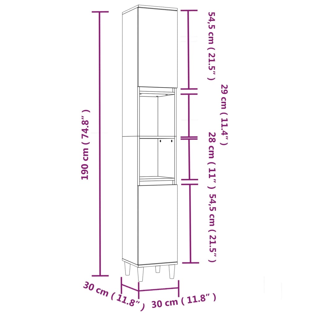badkamermeubelset – badmeubel – badkamerkast – wastafelonderkast – badkamermeubilair – grijs Sonoma – vochtbestendig hout – ruime opbergruimte