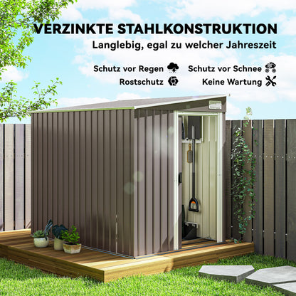 Metalen Opbergschuur – Tuinschuur – Gereedschapsschuur – Fietsenstalling – Opbergbox – Lichtgrijs – 2,81 m² – Corrosiebestendig Gegalvaniseerd Staal – Penthuisdak
