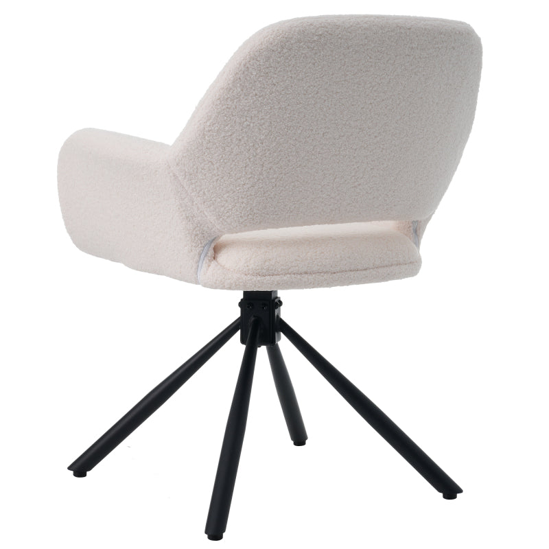 Sherpa Stoelen – Eetkamerstoelen – Bureau Stoelen – Woonkamerstoelen – Zithoek Stoelen – Zachte Sherpa Bekleding – Stevige Metalen En Houten Frame – Wit – Set Van 4