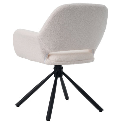 Sherpa Stoelen – Eetkamerstoelen – Bureau Stoelen – Woonkamerstoelen – Zithoek Stoelen – Zachte Sherpa Bekleding – Stevige Metalen En Houten Frame – Wit – Set Van 4
