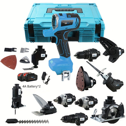 Accuboormachine – Schroefboormachine – Klopboormachine – Boormachine – Boor-/Schroefset – 18V Brushless – 12-in-1 Multifunctionele Kit met 12 Opzetstukken – Draadloos en Oplaadbare Lithiumaccu
