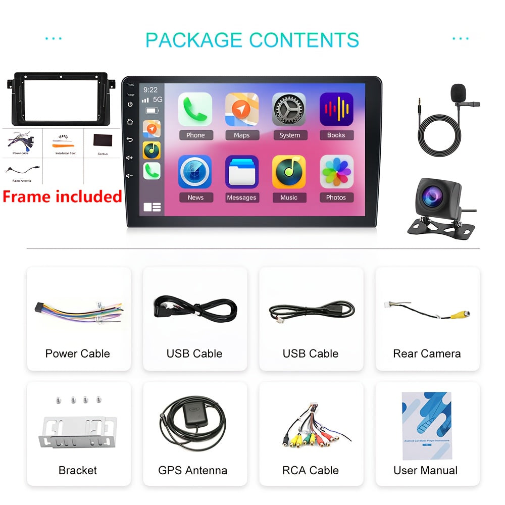 Android 13 Multimediasysteem – Autoradio – Navigatiesysteem – Touchscreen Radio – Draadloos CarPlay – 9-Inch HD Scherm – Ingebouwde AHD Achteruitrijcamera & Handsfree Microfoon