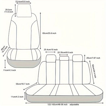 Autostoelhoes – Stoelhoes, Stoelhoezenset, Stoelbeschermer, Autostoelbekleding – Universeel 5-Zits Volledige Set – Comfortabel PU Leer – Waterafstotend & Duurzaam