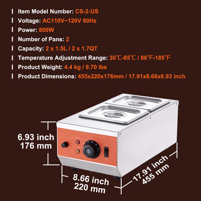 Chocolade smeltketel – Chocolade smelter – Chocolade smeltpan – Chocolade temper apparaat – Chocolade smeltmachine – 2 aparte verwarmingscilinders – 800W roestvrij staal