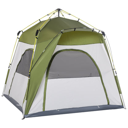 Pop-Up Tent – Kampeertent – Automatische Tent – Snel Opzetten Tent – Outdoor Tent – Waterbestendig – Hydraulisch Mechanisme – 240x240x199 cm – Groen-Grijs