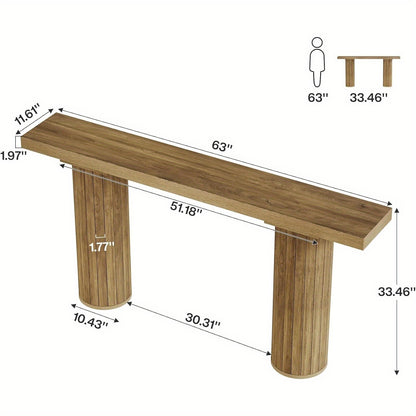 Console Tafel – Sofa Tafel – Haltafel – Smalle Tafel – Binnenkomsttafel – 160 cm Lang – Stevig Getinte Donkerbruine Afwerking