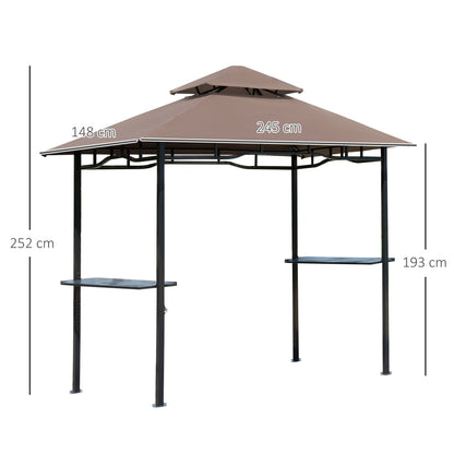 Tuinpaviljoen – Tuinhuisje – Pergola – Overkapping – Schaduwdoek – Aluminium Frame – Dubbel Polyester Dak - 2,5x1,5m – Chocoladebruin