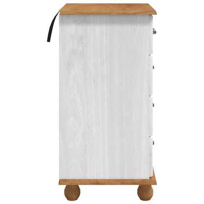 Witte Ladekast – Dressoir – Kast – Commode – Opbergkast – Massief Grenen Hout – 4 Lockbare Laatjes – Minimalistisch Design – 45,8x40x79 cm