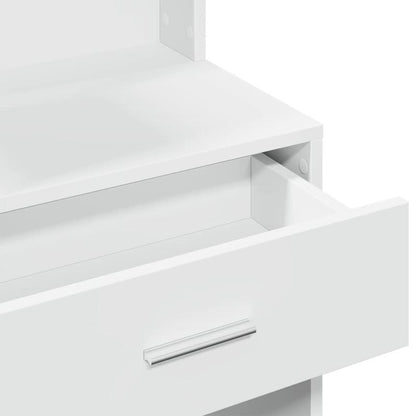 Kaptafel – Make-up Tafel – Dresser – Meubel – Make-up Spiegel – Modern Wit – Compact 80x35x132 cm – MDF & Hardhout, Inclusief Opberglades