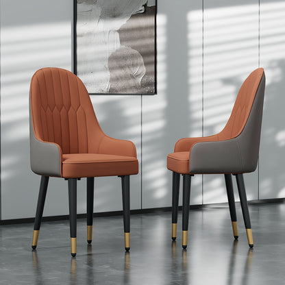 Set Of 2 Microfiber Dining Chairs: Metal Legs, High Backrest, Modern Kitchen Fabric Dining Chairs, Orange +Grey, Beige for Restaurant, Dining Room, Living Room