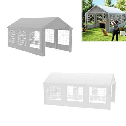 3x6m Party Tent Camping Tent Foldable Tent with Side Panels and Windows Garden Pavilion for Garden Parties, Festivals, Weddings (White/Grey)