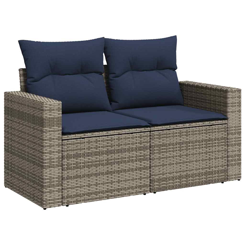 Lounge tuinset – Loungeset – Tuinmeubelset – Balkonset – Zitgroep – PE-rattan – Modulaire Set met Opbergruimte – Kussens met Afneembare Hoezen – Grijs