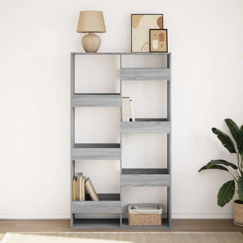 Bookshelf 100X33X175 Cm Made of Treated Wood in Gray Sonoma Oak Color. Vertical Shelves, Sturdy And Durable, Attractive, Ample Storage Space, Smooth Surface, Moisture-Resistant, Warp-Resistant, And Split-Resistant, Suitable f