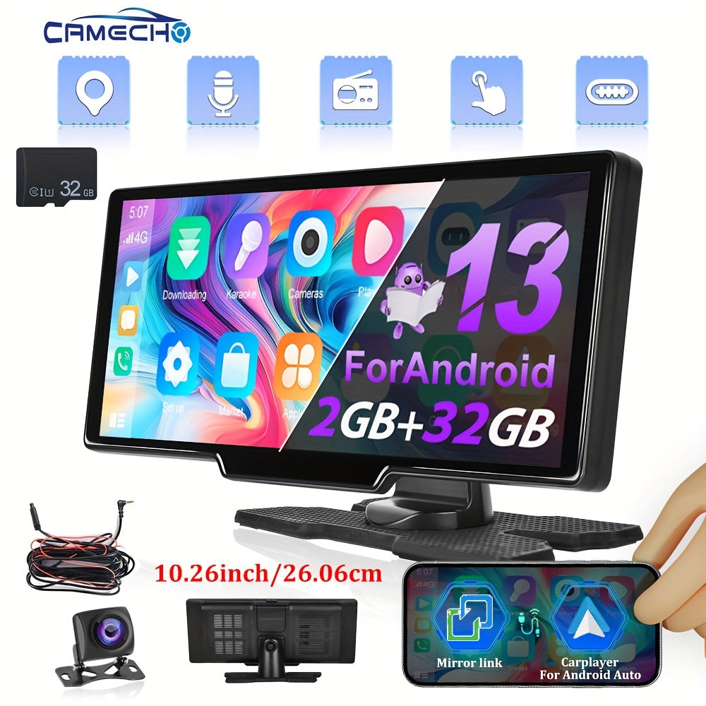 CarPlay Multimedia Unit – Android Car Stereo – Auto Radio – Touchscreen Navigatie – Dashboard Head Unit – 17,78 cm Scherm – Draadloze Connectiviteit & Achteruitrijcamera met DVR