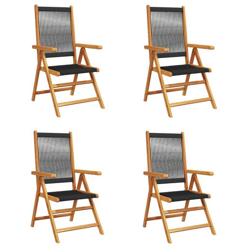 Tuinstoelen – Buitenzitmeubels – Tuinmeubilair – Terrasstoelen – Balkonstoelen – Zwart – Massief Acaciahout – Verstelbaar – Inklapbaar