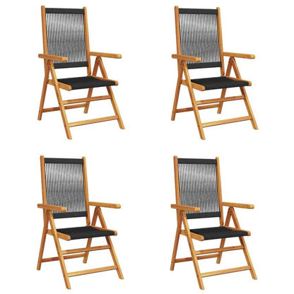 Tuinstoelen – Buitenzitmeubels – Tuinmeubilair – Terrasstoelen – Balkonstoelen – Zwart – Massief Acaciahout – Verstelbaar – Inklapbaar