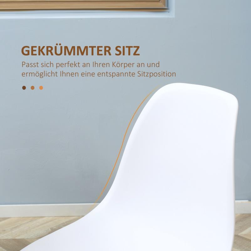 Eetkamerstoelen – Stoelen – Zitmeubels – Eetkamerstoelen Set – Witte Stoelen – Houtlook Zitting – Metalen Poten – Antislip – Draagvermogen 120 kg