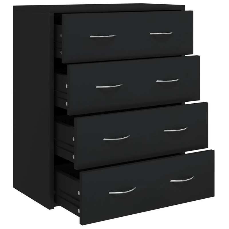 Dressoir – Kast – Ladekast – Opbergmeubel – Sideboard – Zwart – Compact Formaat 60x30,5x71 cm – Duurzaam Hout en Kunststof