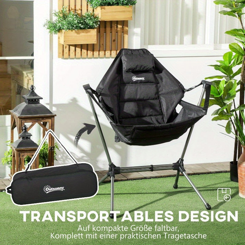 Hangstoel – Schommelstoel – Outdoor Stoel – Tuinstoel – Balkonstoel – Inklapbaar & Lichtgewicht – Roestvrij Stalen Frame & Comfortabele Gewatteerde Zitting