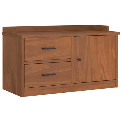 Modern Solid Pine Hallway Bench with Storage - 87x40x50cm, Two Drawers & Open Compartment, Ideal for Shoe Rack or Living Room Organizer, Natural Wood Finish, Display Storage | Contemporary Design | Solid Pine Wood