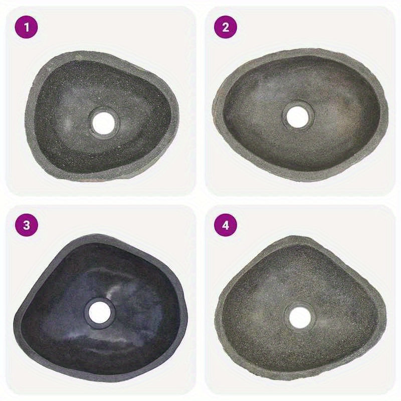 Oval River Stone Wastafel – Natuursteen Wasbak – Badkamer Fontein – Bovenop Wastafel – Steen Kom – 29-38x24-31 cm – Gemengde Kleur – Geen Hout – Makkelijk Schoon Te Maken