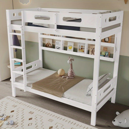 Modern Stapelbed – Hoogslaper – Kinderbed – Jongenskamer Bed – Bunkbed – Veiligheidshek – 5-Traps Ladder – Ruimtebesparend 90x200cm – Duurzaam MDF Frame