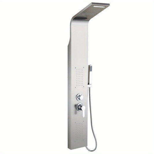 Doucheset – Douchepaneel – Douchekolom – Regendouche – Handdouche – Roestvrij Staal – Thermostaatkraan – 20x7x140 cm – Modern Minimalistisch Design