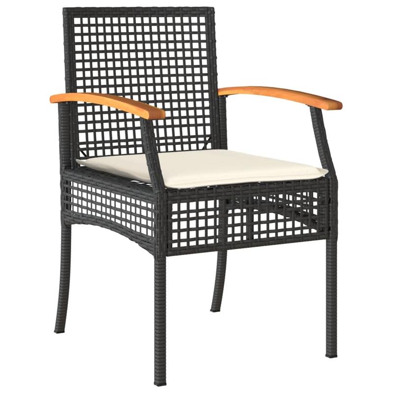 Garden chairs with pillows 2pcs black poly rattan acacia wood Add a touch of rustic charm to your dining room, garden, or terrace with this wooden garden chair! If you're looking for durable garden furniture, this is the idea