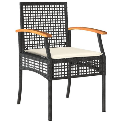 Garden chairs with pillows 2pcs black poly rattan acacia wood Add a touch of rustic charm to your dining room, garden, or terrace with this wooden garden chair! If you're looking for durable garden furniture, this is the idea