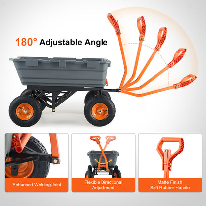 Tuinwagen – Kruiwagen – Transportkar – Bakwagen – Multikar – Hoge Draagkracht Tot 680 kg – 2-in-1 Multifunctionele Handgreep Met 13 Inch Rubberbanden