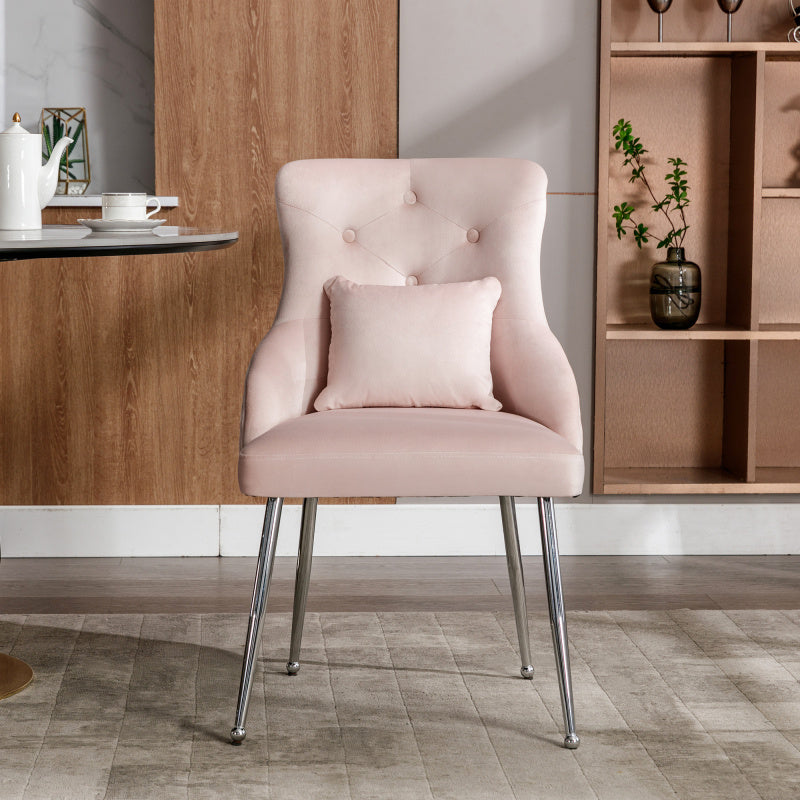 Eetkamerstoelen – Stoelen – Zitmeubels – Dining Chairs – Eettafel Stoelen – Set Van 4 – Roze Velvet Bekleding – Met Metalen Poten – Gepolsterde Armleuningen – Ergonomisch Design