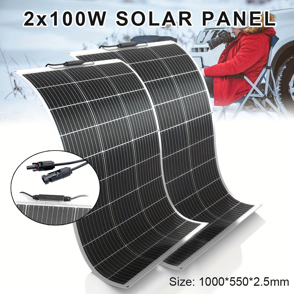Zonnepaneel – Solar Panel – Opvouwbaar Zonnepaneel – Flexibel Zonnepaneel – Zonnepanelen Set – 200W Totaal – Monokristallijn Silicium – Lichtgewicht & Weerbestendig