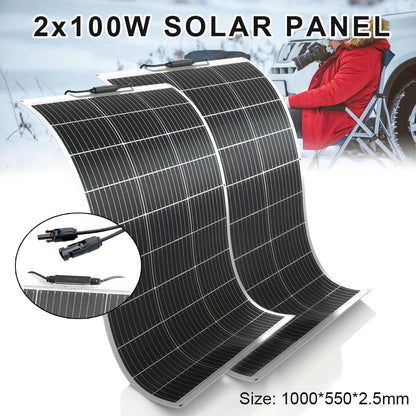 Zonnepaneel – Solar Panel – Opvouwbaar Zonnepaneel – Flexibel Zonnepaneel – Zonnepanelen Set – 200W Totaal – Monokristallijn Silicium – Lichtgewicht & Weerbestendig