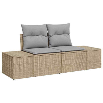 Tuinbank – Buitenbank – Loungeset – Modulair – 7-zits – Weerbestendig Poly Rattan – Lichtgrijze Kussens