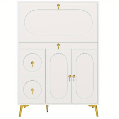 Sideboard | Kitchen Cabinet 100×50×140cm Storage Unit for Modern Folding Door Design, Minimalist Style & Multifunctional Use in Dining Rooms and Living Spaces, Spacesaving Furniture, Home Organization, Contemporary Design,