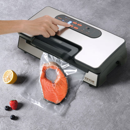 Vacuümzakmachine – Vacuümsealer – Vacumeermachine – Sealapparaat – Foodsaver – 130W Krachtige Dubbele Vacuümpomp – Ingebouwde Snijder en Zakrollenhouder