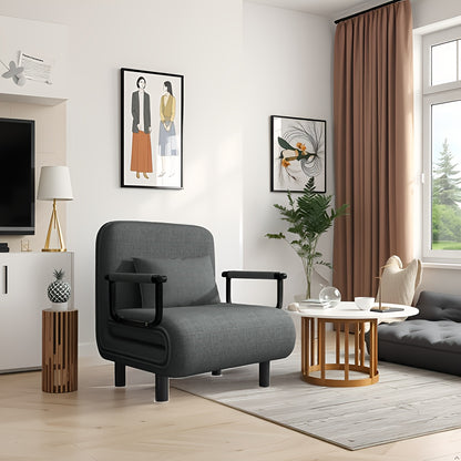 Fabulcozy 5-in-1 Foldable Sofa Bed & Office Guest Chair | Convertible for Sitting/Reclining/Sleeping | Metal Arms | Comfort Padding | Easy Setup (65/116x68x80cm)