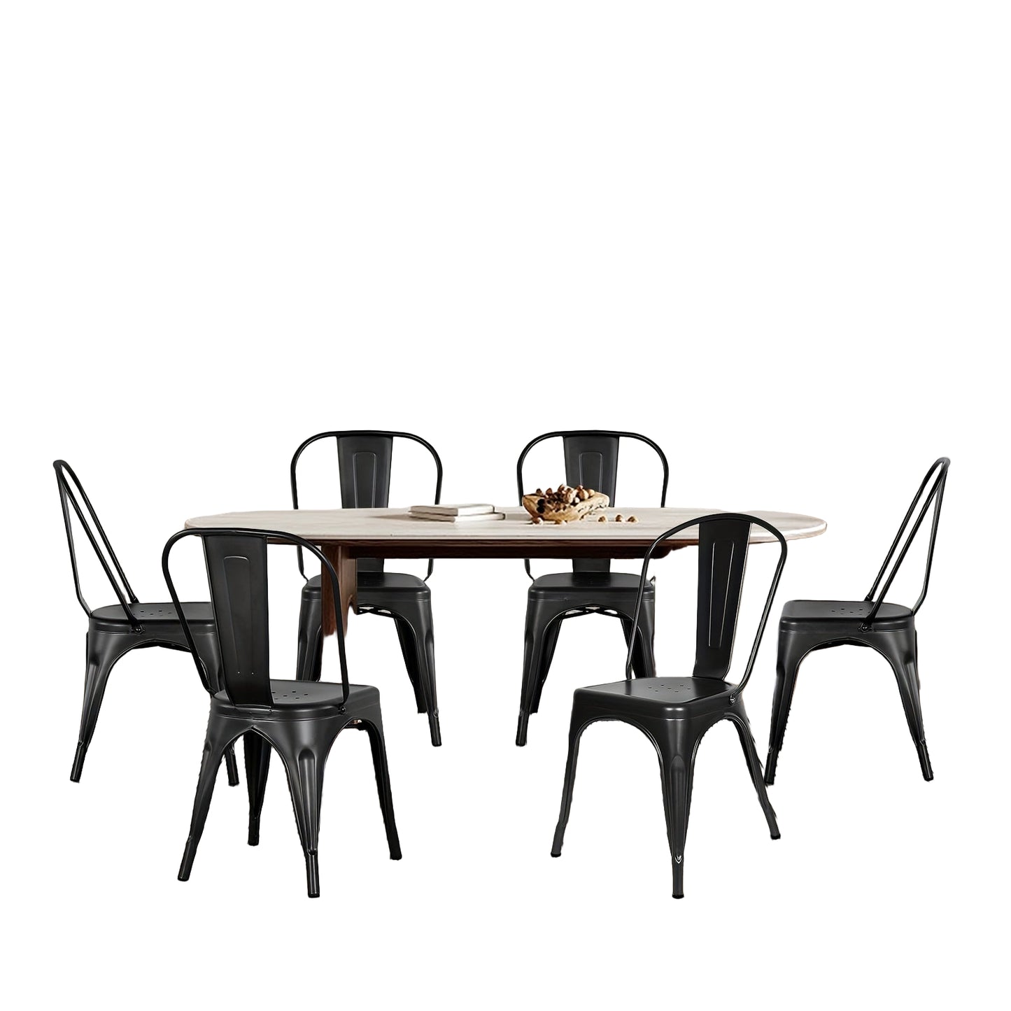 Metalen Stoelen Set – Eetkamerstoelen – Keukenstoelen – Cafestoelen – Industriële Stoelen – Afneembare Rugleuning – Robuust Stalen Frame – 85x43x46 cm