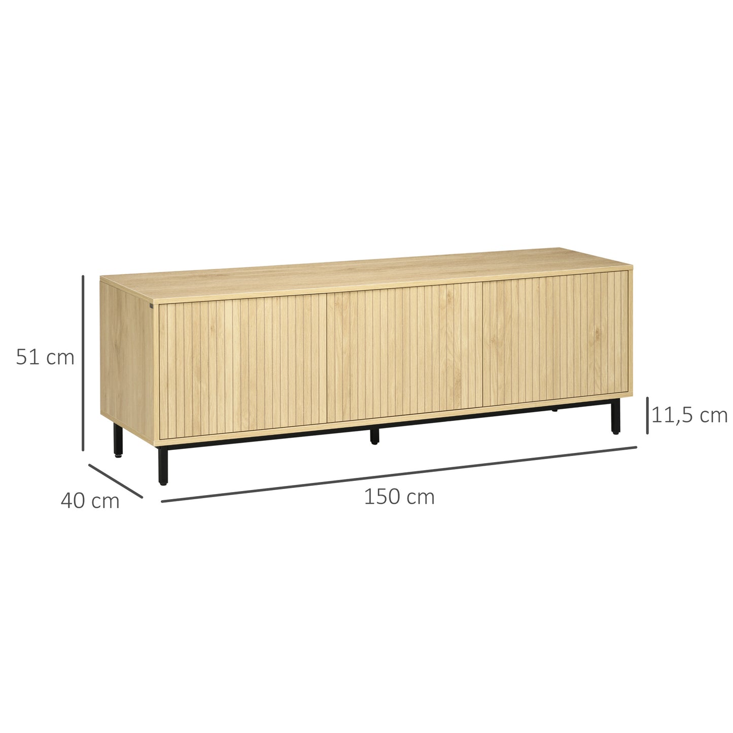 TV-meubel – Tv-standaard – Tv-kast – Mediameubel – Natuurlijk Hout – Geschikt Voor 65 Inch – Verstelbare Planken & Kabeldoorvoer