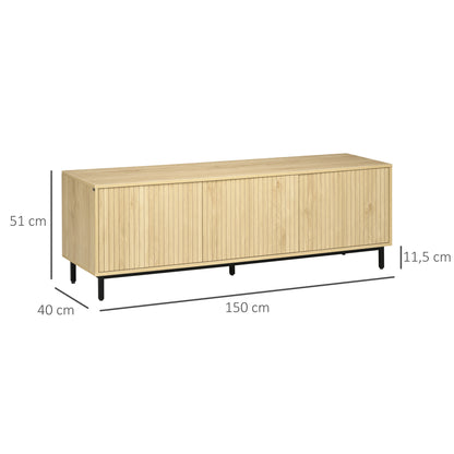 TV-meubel – Tv-standaard – Tv-kast – Mediameubel – Natuurlijk Hout – Geschikt Voor 65 Inch – Verstelbare Planken & Kabeldoorvoer