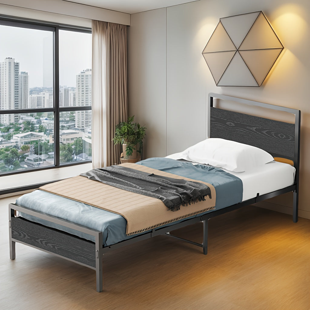 Bedframe – Eenpersoonsbed – Tweepersoonsbed – Metalen Bed – Opbergbed – Stevig Stalen Frame – Lattenbodem Met Opbergruimte