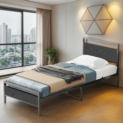 Metalen Bedframe – Stalen Bedbodem – Logeerbed Frame – Modern Jeugdbed – Bed Met Lattenbodem – Zwart – Stevig Stalen Frame – Opbergruimte Onder Bed
